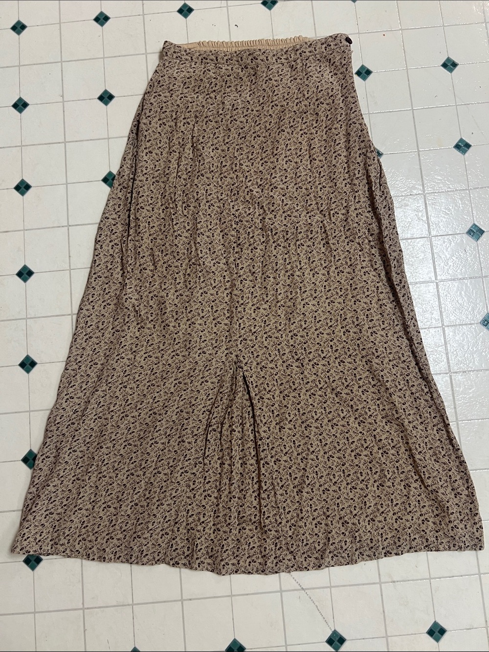 April Cornell Beige Floral Maxi Skirt